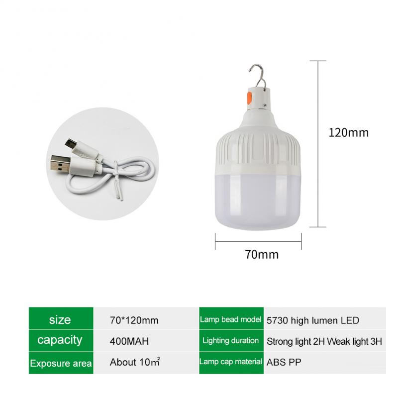 LED Rechargeable Bulb Outdoor Camping Artifact Household Power Outage Super Bright Rain Proof Rechargeable Emergency Light