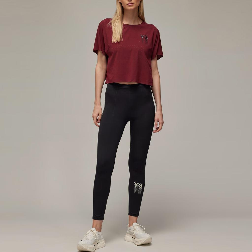 Y-3 Letter Print Slim Fit Casual Pants Women bottoms Black IR7101