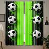 Set Of 2 Sporty Soccer Ball Printed Curtains Designed Quality Material Ideal Sports Enthusiast Home Windo Curtain With Semi Sheer Polyester