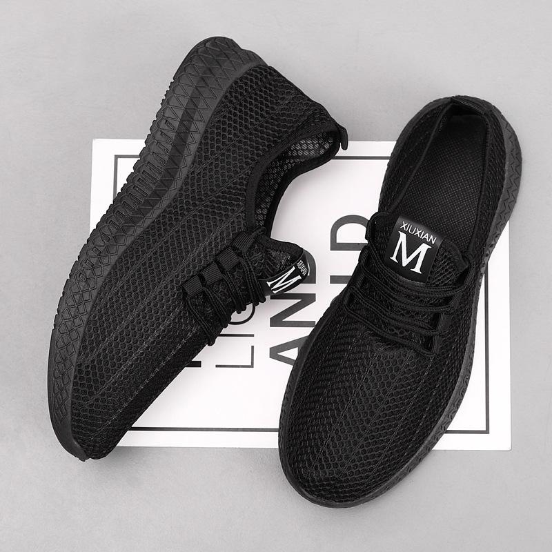 Men's shoes spring new men's casual mesh breathable shoes men's black versatile running sneakers