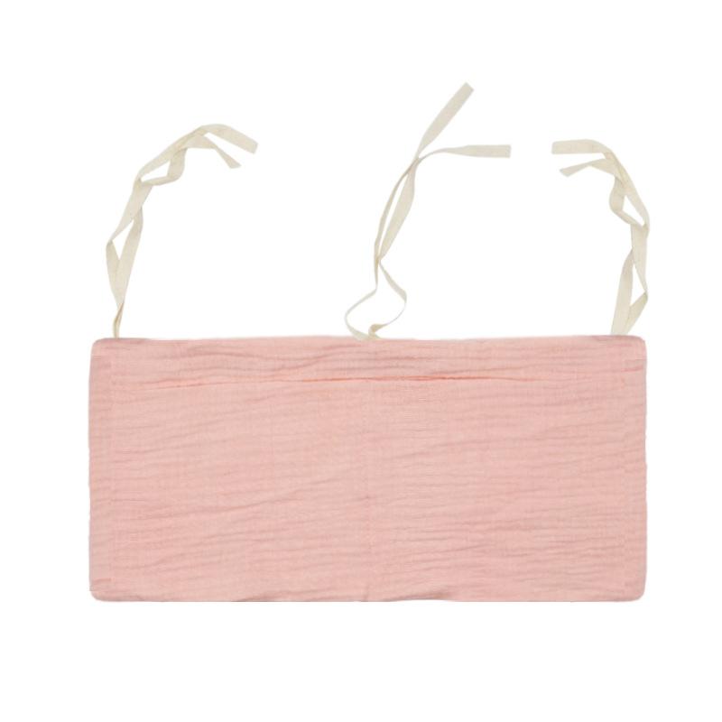 Double Layer Pure Cotton Baby Bedside Storage Bag, Double Pocket Baby Stroller Hanging Bag