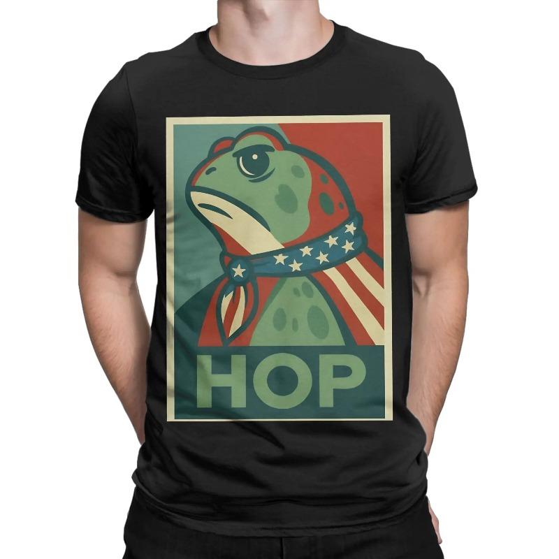 Men's Hop Portland Frog T-Shirts  Cotton Clothes Summer Vintage Short Sleeve Crew Neck Harajuku Pattern Tshirt Big Size