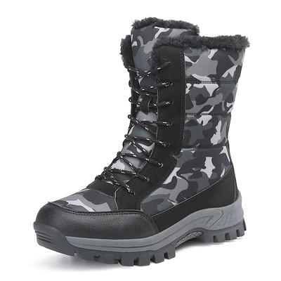 Women Snow Boots Winter Black Camouflage Plush Warm Cotton Shoes Ladies Non Slip Mid-calf Boots
