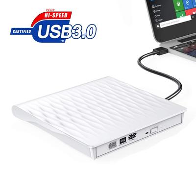 Unità CD DVD esterna, masterizzatore masterizzatore CD DVD esterno sottile USB 3.0, lettore di unità ottiche USB per trasferimento dati ad alta velocità per MacOS Windows