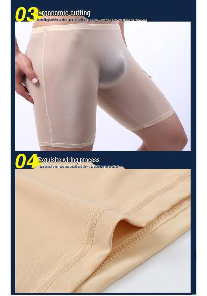 Men's Ice Silk Boxer Briefs - Breathable, Solid Color, Shaping Fit, Comfortable Waistband