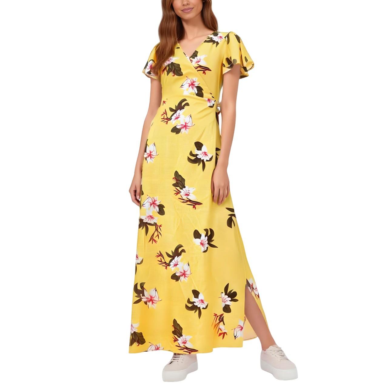 

Женские модные повседневные винтажные узоры элегантные темпераментные платья без бретелек XL жёлтый