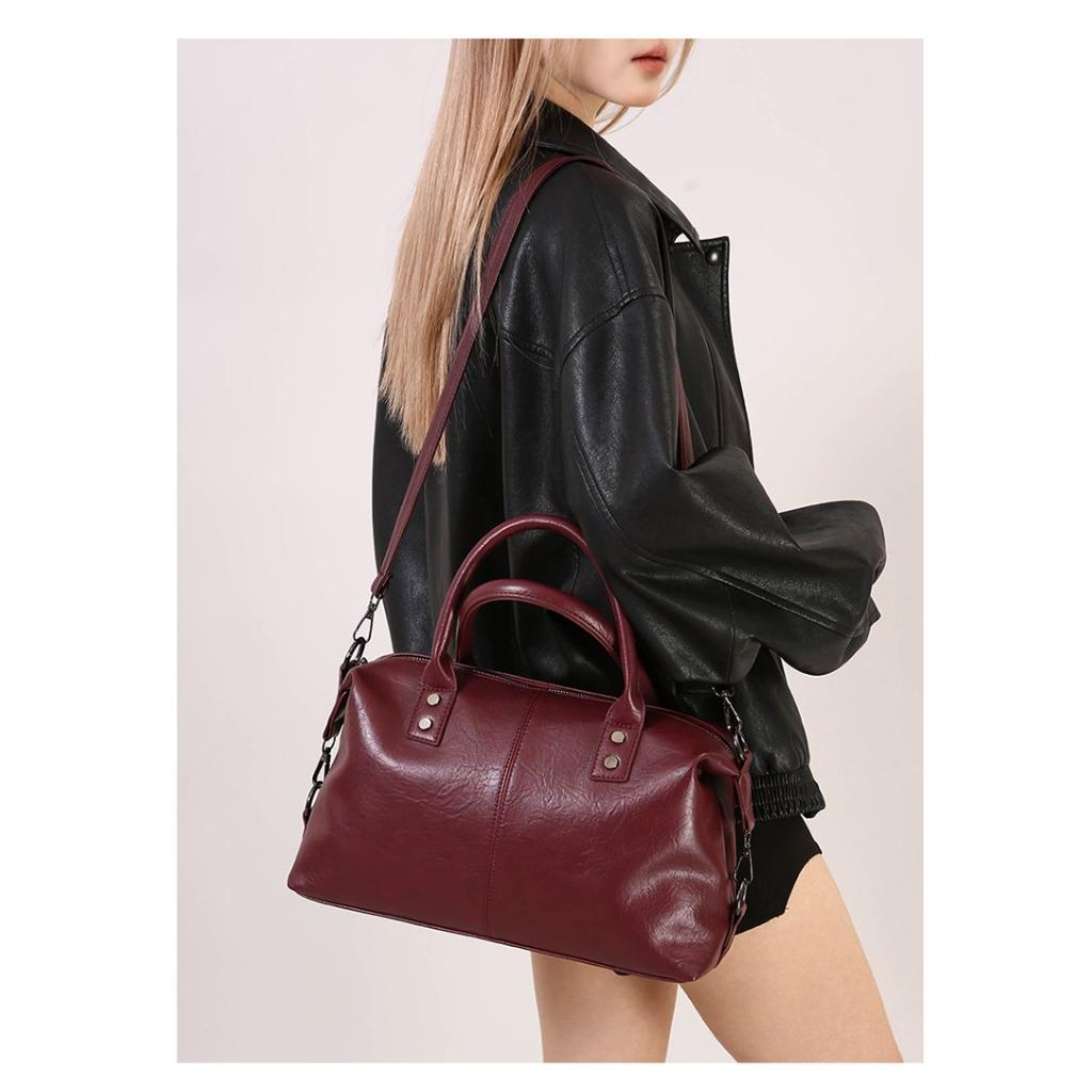 Boston Bag Unisex Faux Leather Large Capacity Shoulder Crossbody Daily Wear
