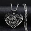 Vintage Titanium Steel Tree of Life Heart Pendant Necklace Unisex Jewelry Gift for Her Him
