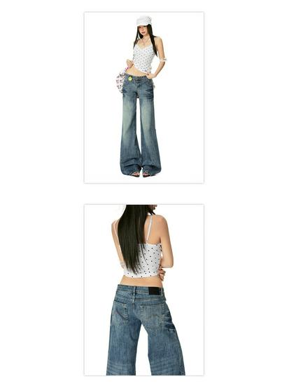 American Women's Spring 2026 Retro Micro-Flare Jeans - Low-Rise, Straight, Loose, Wide-Leg, Slimming.