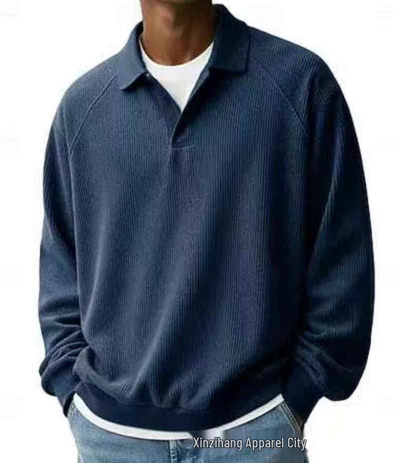 Men's Textured Lapel Casual Knitwear for Autumn and Winter