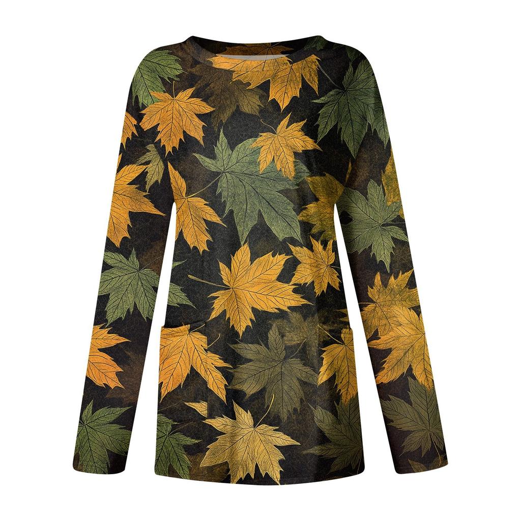 Women's Sweatshirt Pullover Sportswear Pocket Print Casual Round Neck Long Sleeve Top