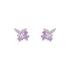 Beixi Lavender Butterfly S925 Sterling Silver Stud Earrings - Exquisite and Luxurious Design