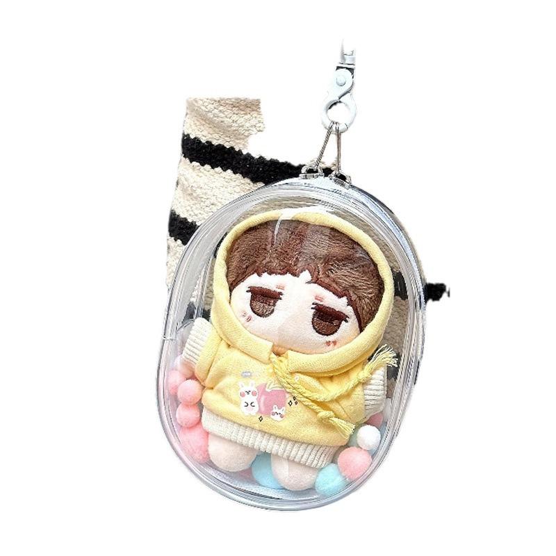 10cm Cotton Doll Transparent Protection Bag - High Transparency, Scratch-Resistant Hanging Display for Outings.