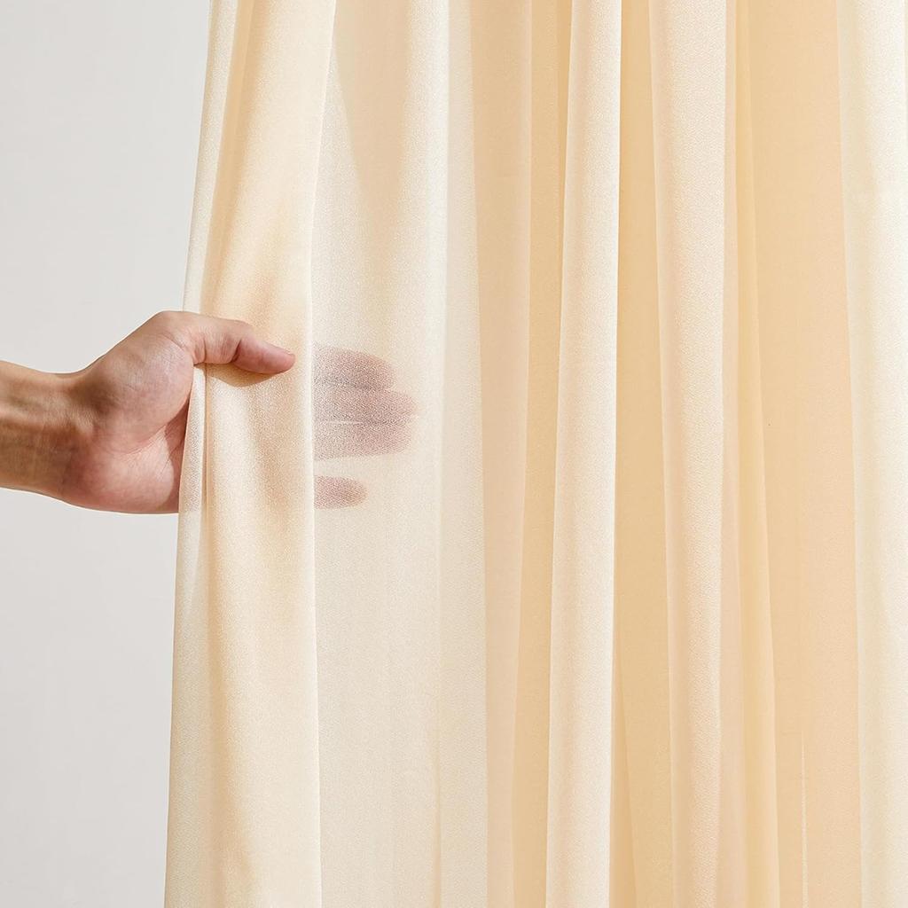 Champagne Chiffon Archway Backdrop Curtain,Sheer Fabric Backdrop Drapes for Bridal Shower Wedding Arch Party Decoration