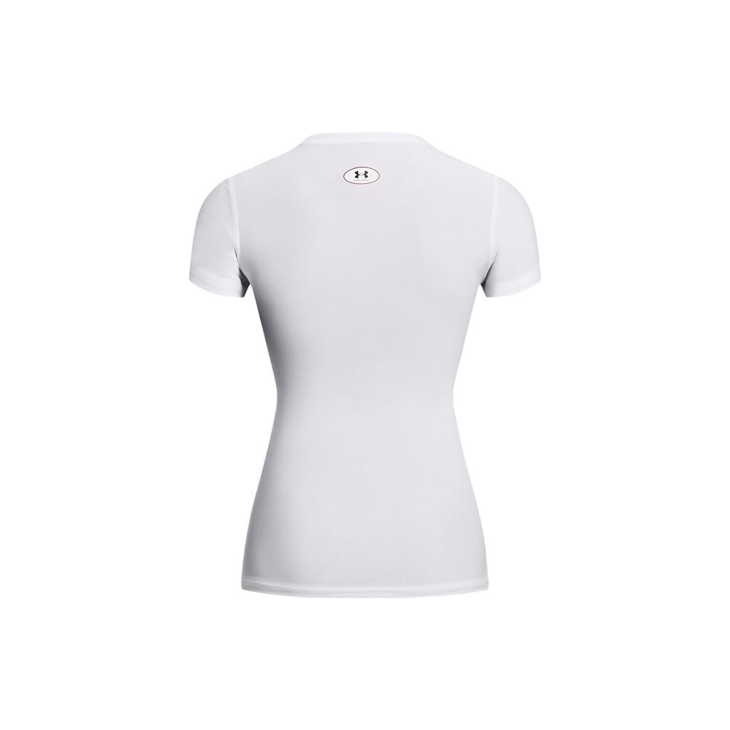 Under Armour Logo Print Round Neck Slim Fit Quick Dry Short Sleeve T-Shirt Women Tops White 1387562-100