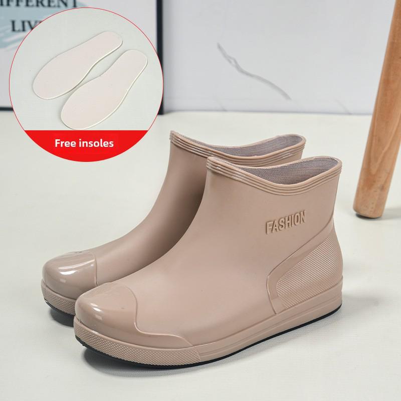 Women's Short Rain Boots - Non-Slip, Waterproof, Fashionable Low-Top Shoes for Outdoor Wear - Comfortable and Trendy.