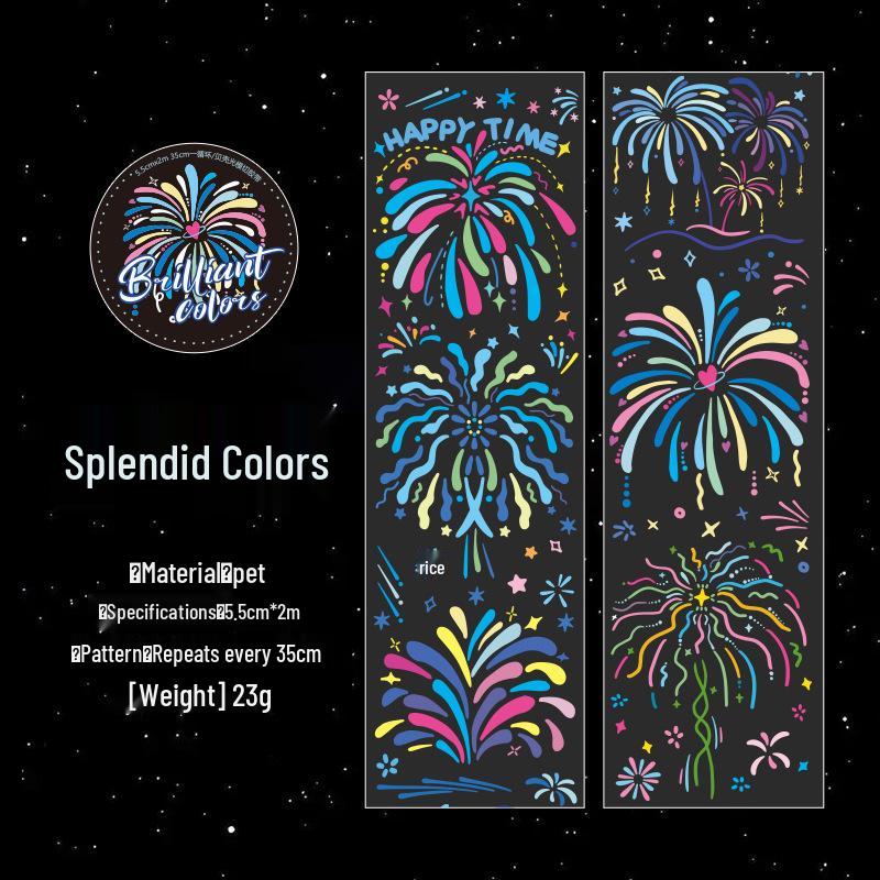 Yuxian Firework Fantasy Die-Cut Tape for Journals & DIY Decor