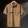 Summer Ice Silk American High-end Workwear Short-sleeved Shirt Men's Gray British Trendy Retro Loose T-shirt Polo Shirt