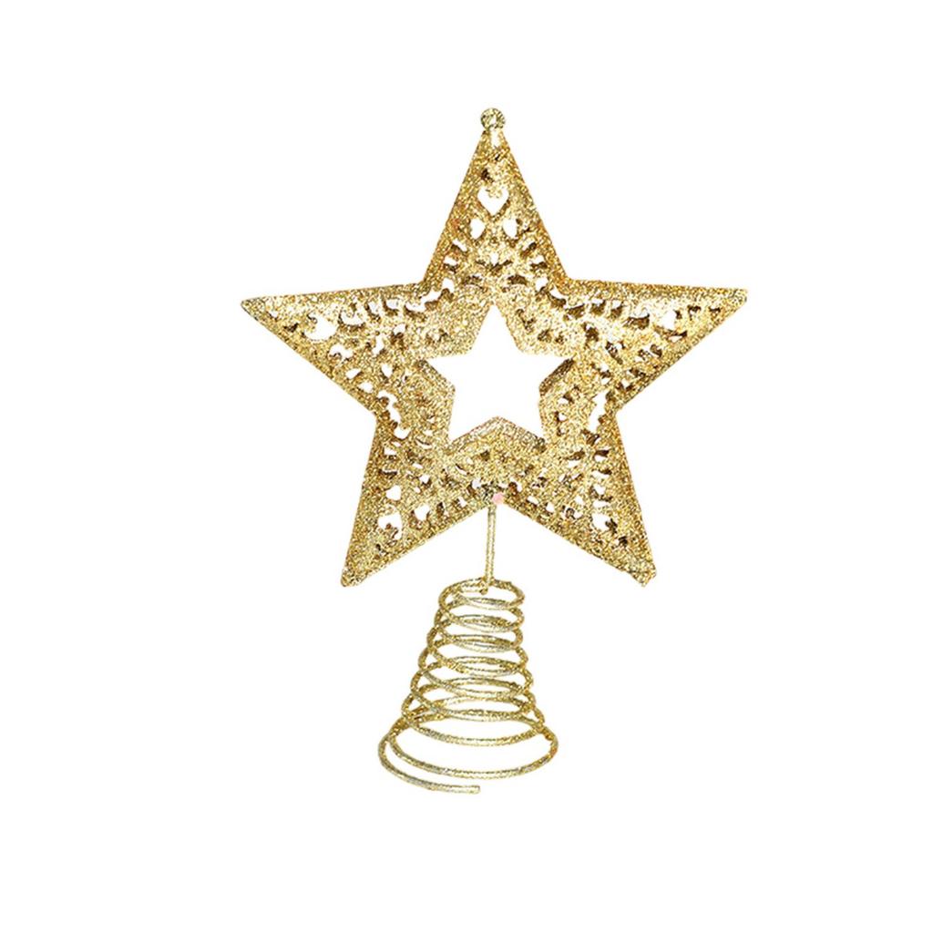 Zlatá hvězda ozdoba na vrchol vánočního stromku pro domácí obývací pokoj vánoční kované železo ozdoby