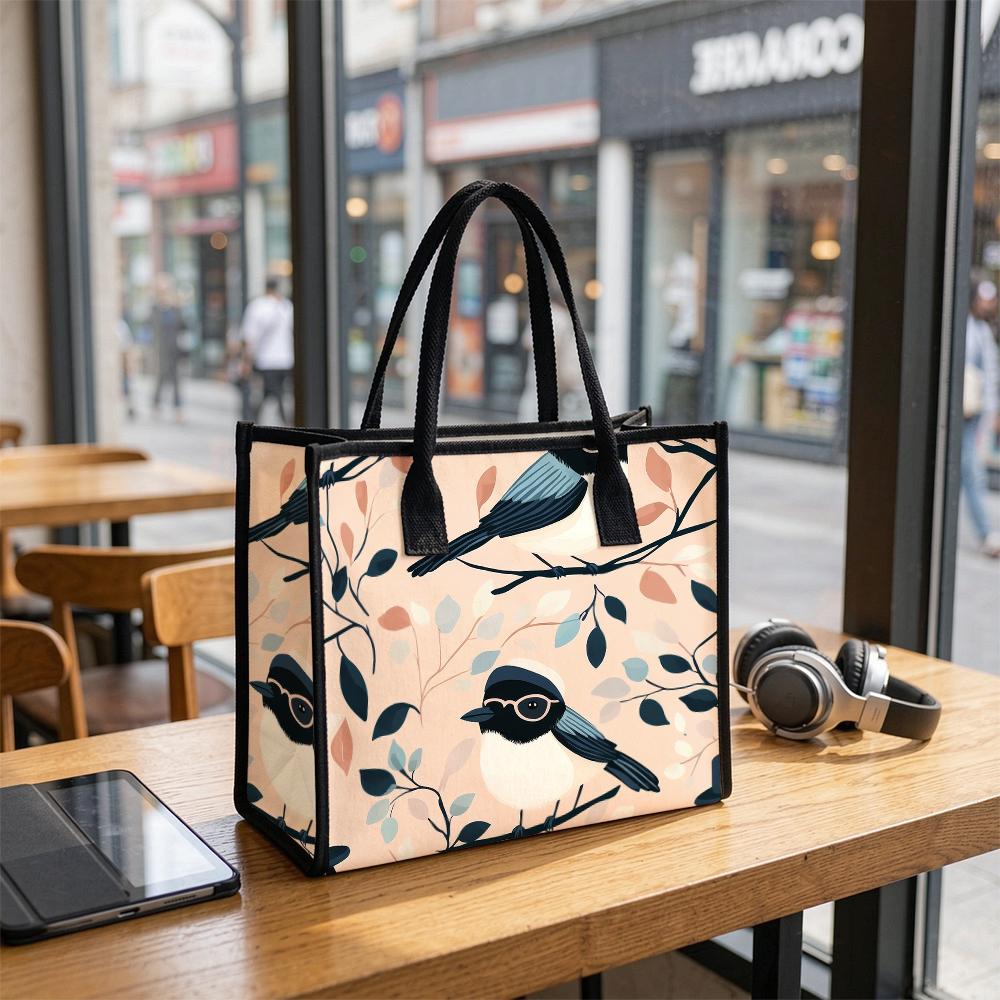 Cute Bird Printed Tote Bag Casual Daily Handbag Large Capacity Lightweight Shoulder Bag for Shopping Travel