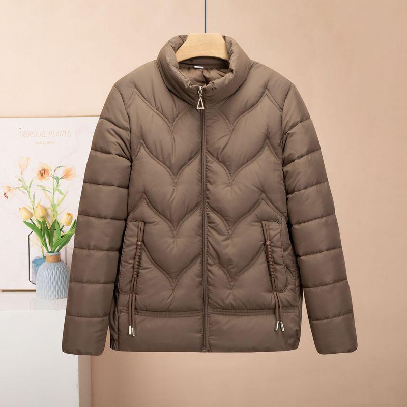 Winter Women's Plus Size Padded Jacket Slim Fit  Stand-up Collar Short Thin Padded Coat