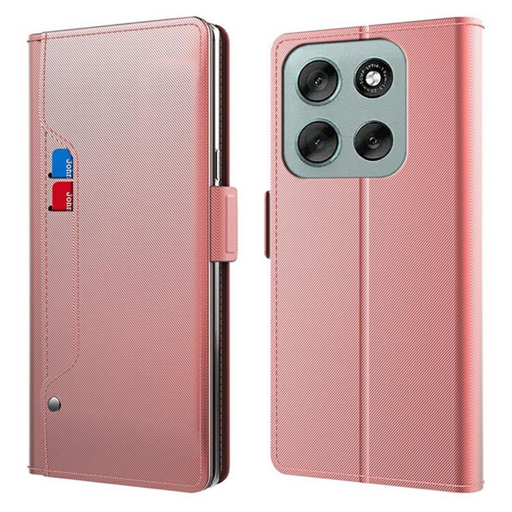 For Motorola Moto G56 5G Case Stand PU Leather Phone Cover Card Holder Mirror