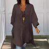 Abito Camicia Estivo da Donna Casual in Cotone Lino con Spacco e Taglio Ampio