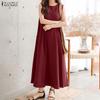 Rochie Casual de Vară Femei cu Gât Rotund, Largă, Fără Mâneci