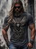Outdoor Fashion Men's T-shirt with 3D Print of Tribal Style Wolf Pattern, Short Sleeve, Fitness and Sports Round-neck Top