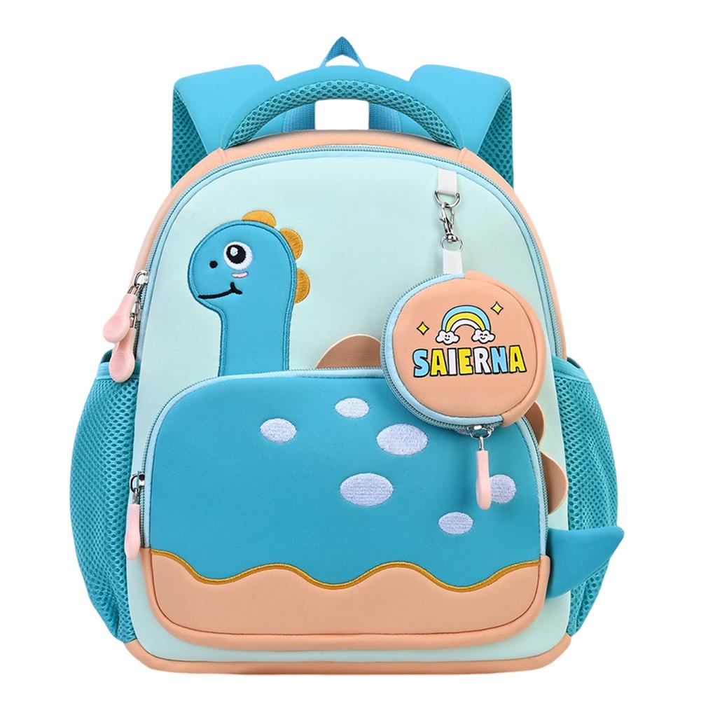 3D Dinosaur Cute Backpack Large Capacity Casual Bookbag Multi Pocket Soft Back Pad Rucksack Travel Backpack with Matching Clutch
