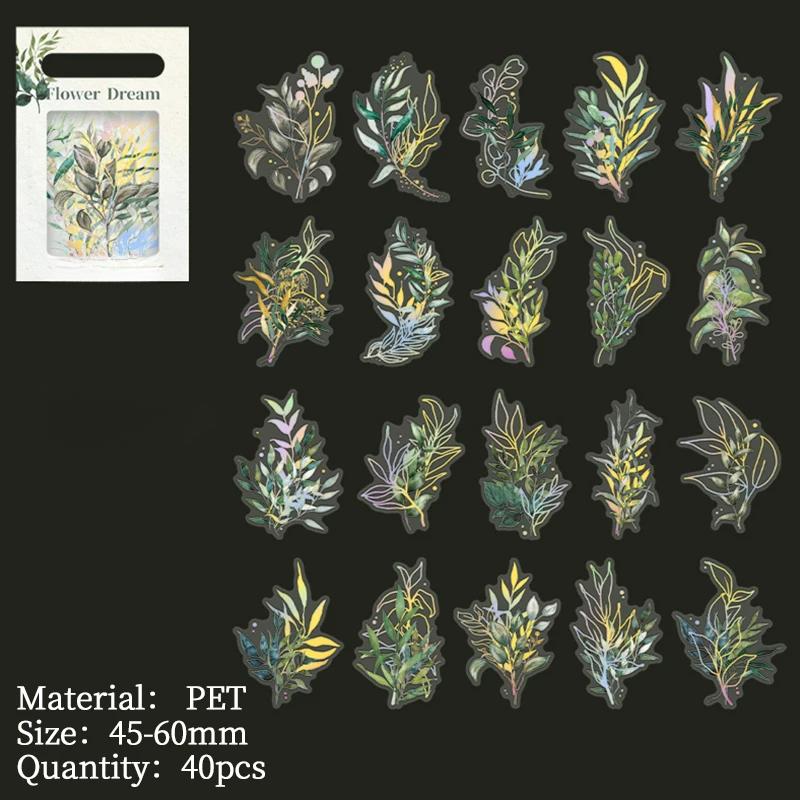 

40 шт. бронзовых наклеек с изображением растений и цветов, декоративная самоклеящаяся наклейка для творчества, этикетки, наклейки для скрапбукинга