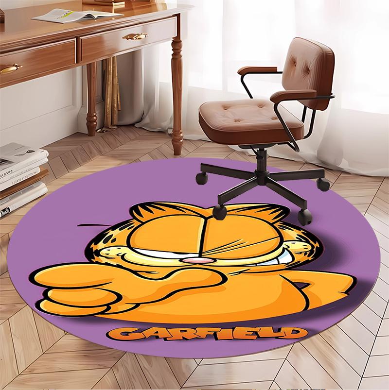 Garfield Pattern Round Rug, Indoor/Outdoor Mat, for Picnic, Gameroom, Bedroom, Office, Living Room, Home Decor Carpet, Birthday Gift