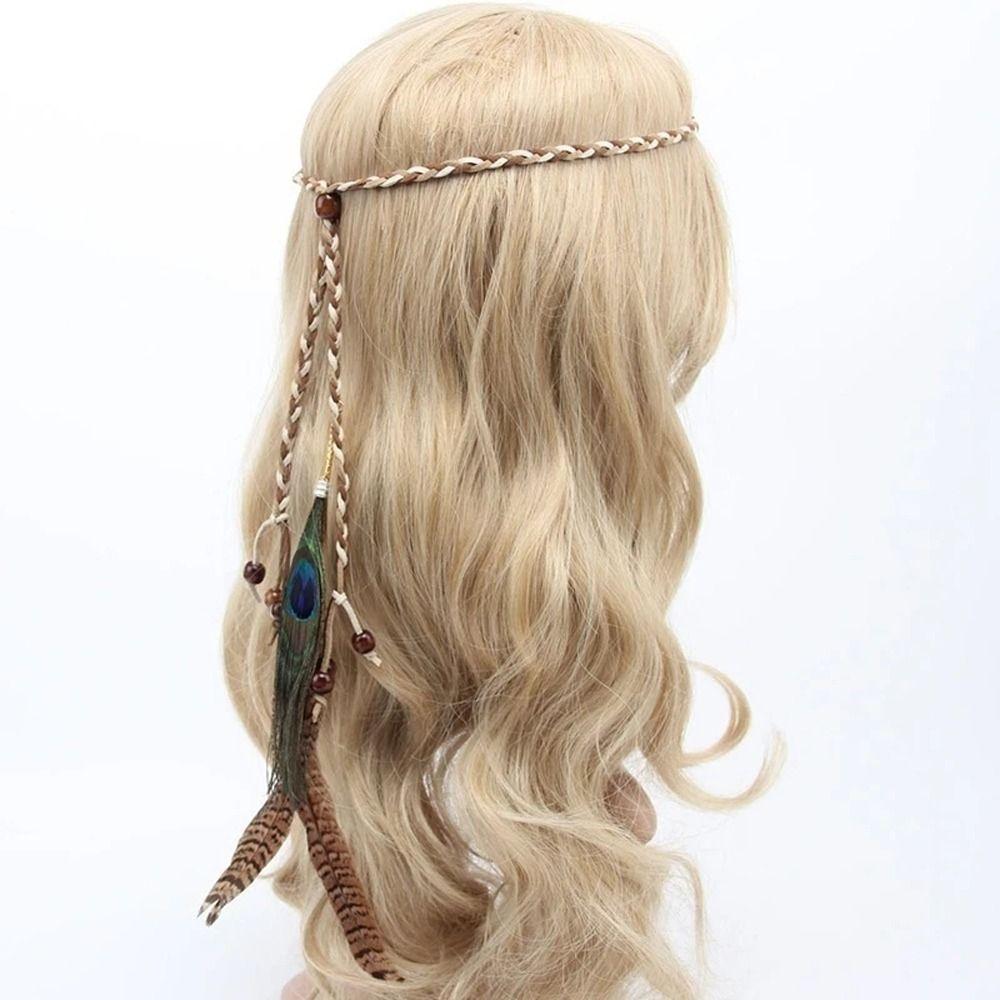 Bride Weddding Headband Bohemian Indian Hair Accessories Tassel Women Hairbands Feather Headband