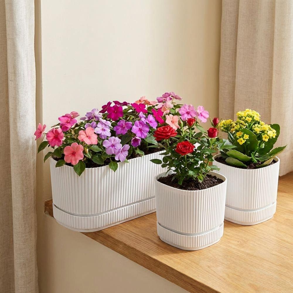 Double Layer Self Watering Flower Pot Plastic Flower Planter Hydroponics Plant Pot  Garden Supplies