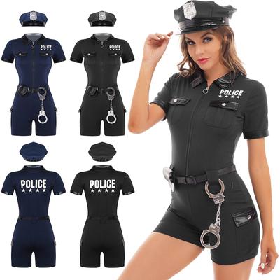 Womens Police Officer Uniform Cop Role Play Outfits Policewoman Cosplay Costume