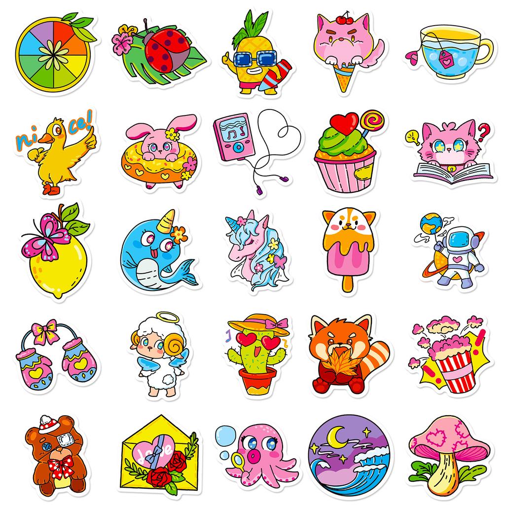 Self-Created 50 Small Fresh Self-Created Cute Wind Animal Stickers Water Cup Suitcase Decorative Stickers Waterproof