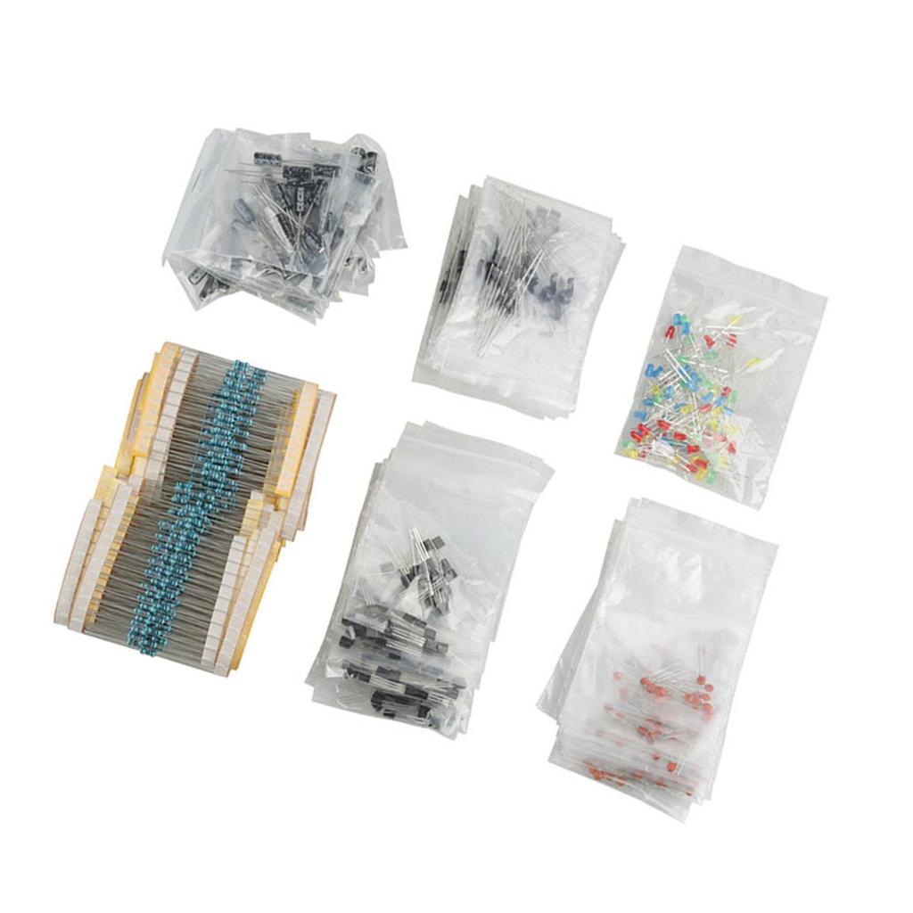 Electronic Components Set LED Diodes Transistor Electrolytic Capacitors Resistors Kit