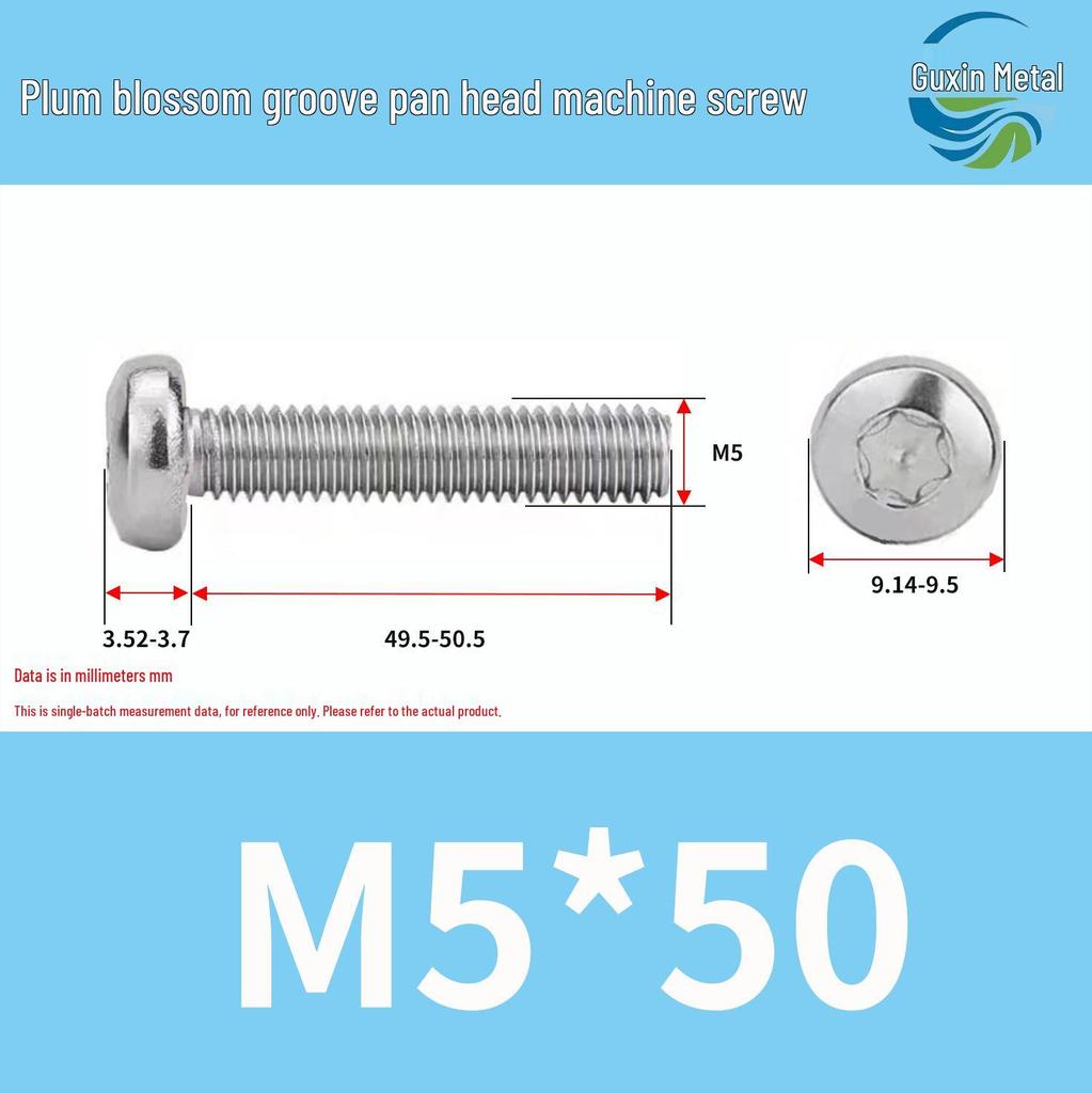 304 Stainless Steel Pan Head Torx Machine Screw, GB2672, M2-M, Without Collar
