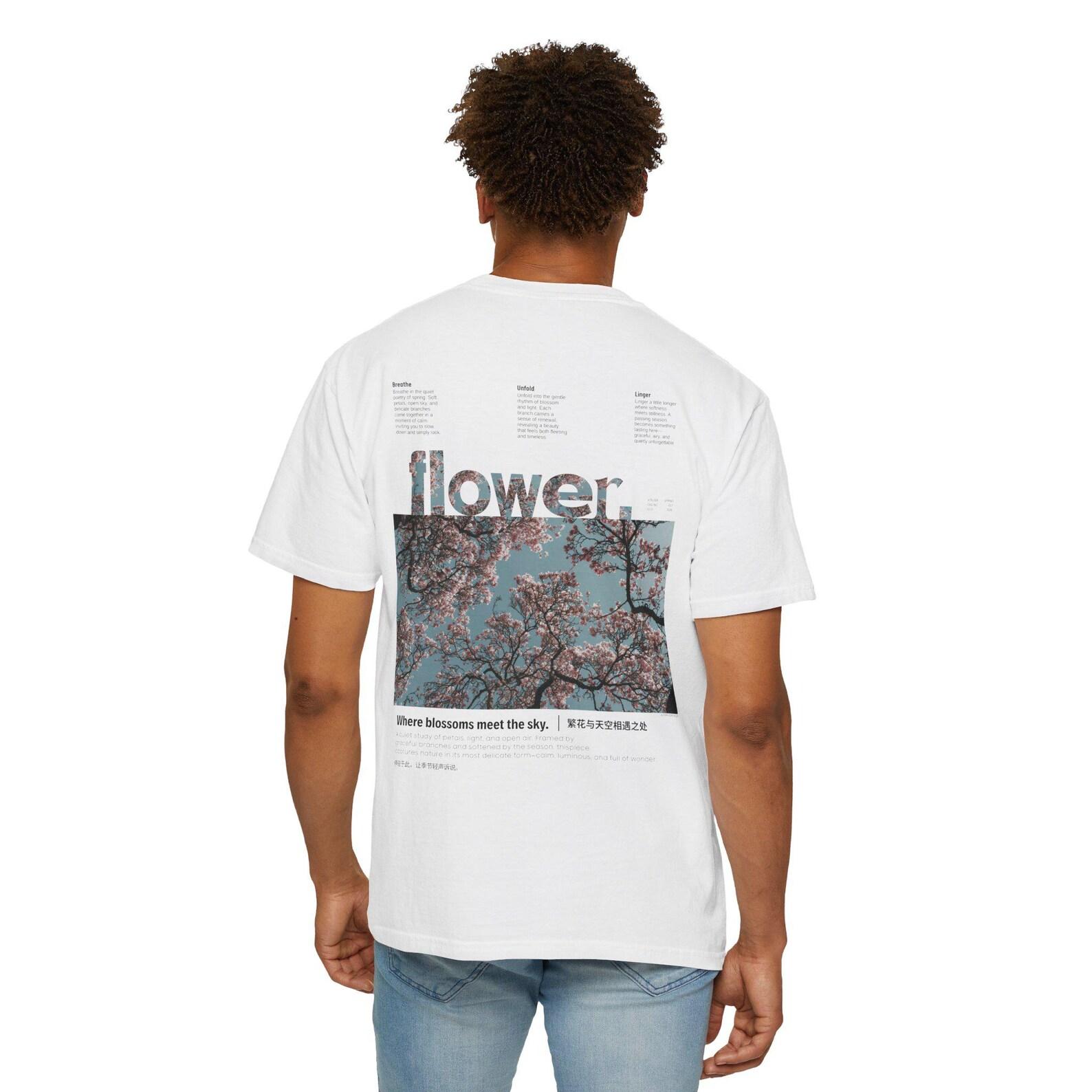 Cherry Blossom Shirt Flower Aesthetic Tee Spring Nature Graphic Tee Japanese Sakura Style Calm Minimalist Unisex Shirt Gift XL