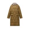 Women's Autumn And Winter Loose Fitting Long Sleeved Cotton Jacket Long Cotton Coat Contrasting Color Thickened Solid Color Jacket