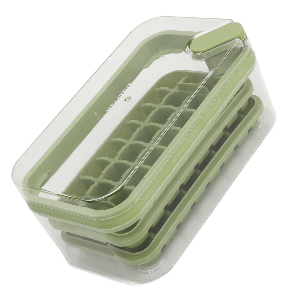 Ice Cubes Tray 32 Grids Double Layer Easy Release Ice Maker Mold with Bin Lid for Cocktail Whiskey Coffee