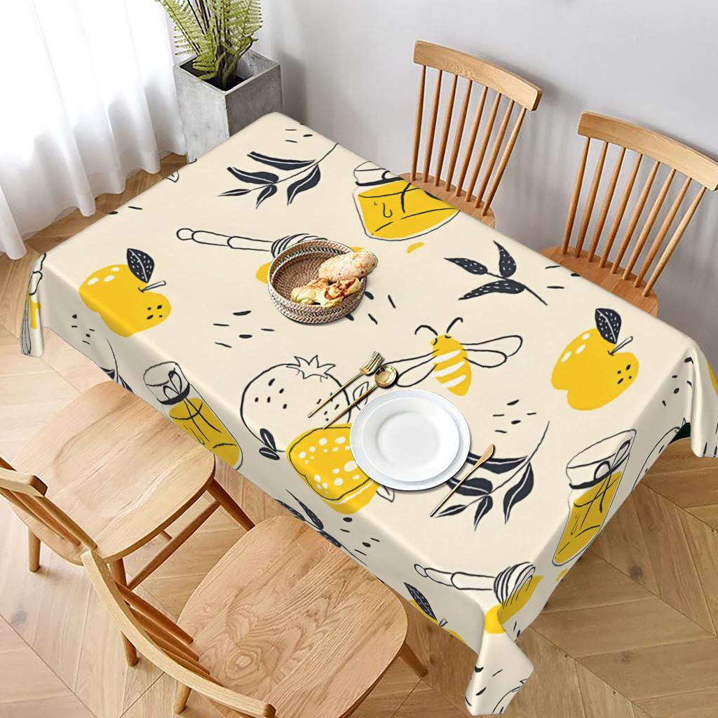 Rosh Hashanah Rectangle Tablecloth for Table Decor Kitchen Dining Waterproof Reusable Table Cloth for Tables Holiday Party
