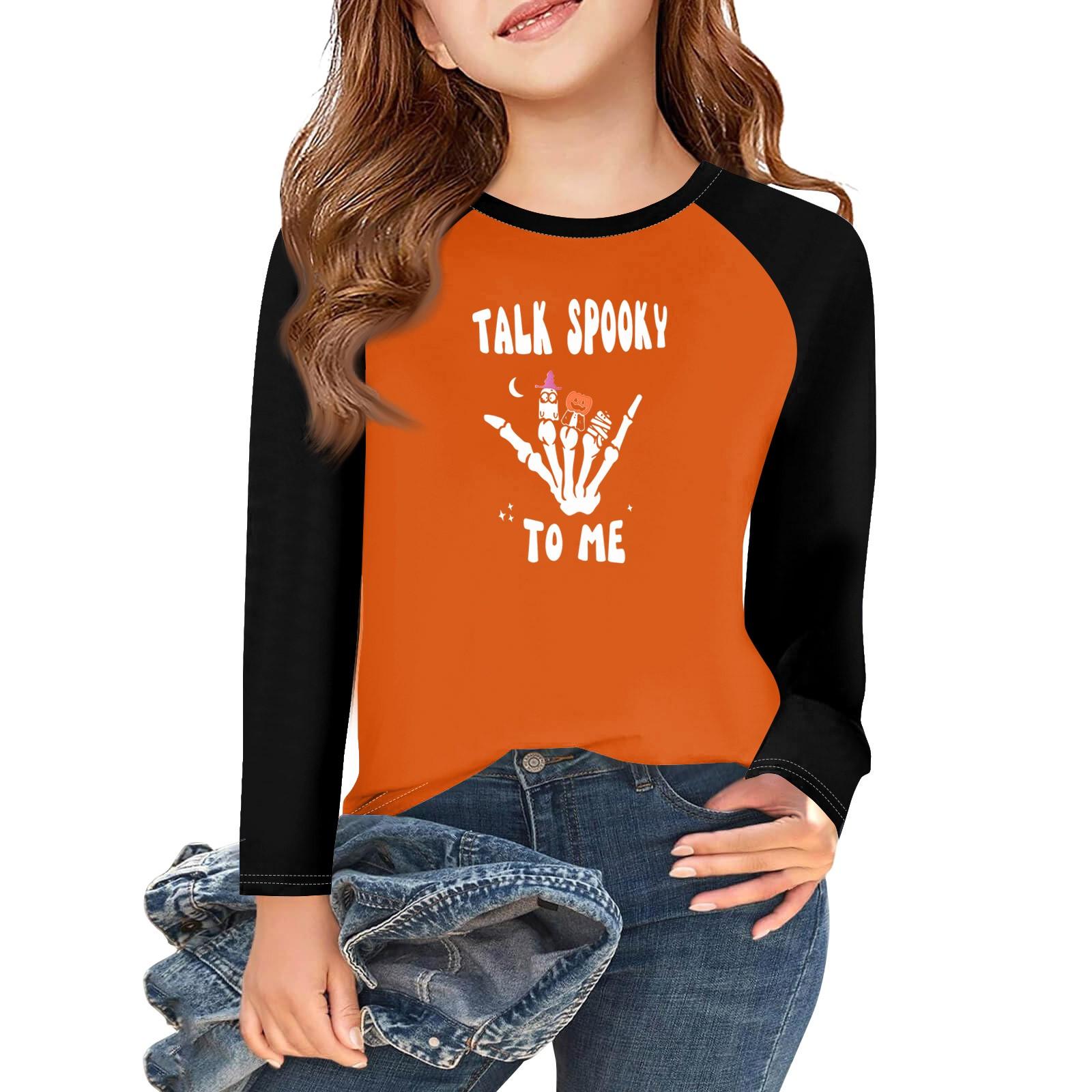 

Girls Long Sleeve Halloween Day T Shirts Kids Fall Tops Crewneck Basic Tees 5-14Y 150 бежевый
