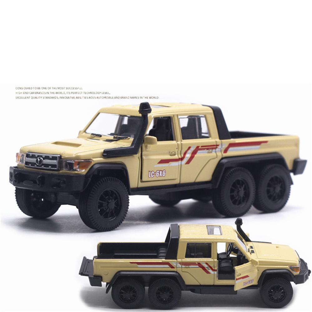 Automodell Toyota LC-6X6 im Maßstab 1/32, Legierungs-ABS-Material, Legierungsautospielzeug, hohe Simulation, langlebig, robuste, helle Farbe, für Geschenke