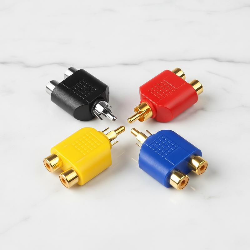 10Pcs Rca Male To 2 Rca Female Audio Splitter Adapter Gold Plated Connectors Stable Signal For Home Theater Car Audio Use