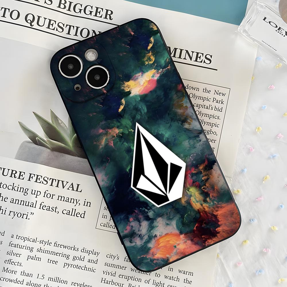 Coque de téléphone avec logo V-Volcom pour iPhone 17 Air 16 E Pro Max 15 14 13 Mini 12 Pro 11 Max Plus Coque souple noire