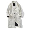 ROMON Men's Plaid Business Casual Mid-Length Trench Coat