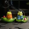 Frosch Lotusblatt Tee Haustiere Keramik Ornament Zuhause Zen Faden Räuchergefäß Basis Figur für Teezeremonie Dekoration Pinselhalter