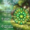 Green Mandala Hanging Wind Spinner, Metal Garden Wind Chime, Outdoor Yard Decor with 360° Rotating Hook, Durable and Reflective, No Battery Needed