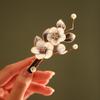 Handmade Chinese Style Silk Velvet Flower Hair Clip Women Side Bangs Decorative Accessory